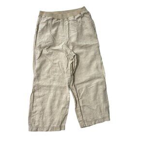 J.Crew 100% Linen Wide-Leg Pull-On Cropped Pants Pockets Natural Beige size XS
